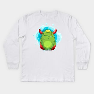 Cute Burly Friendly Monster Kids Long Sleeve T-Shirt